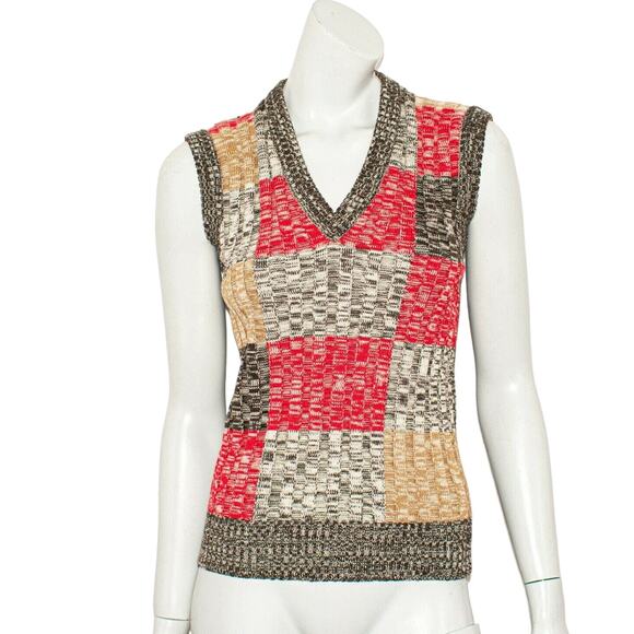 DOLCE & GABBANA Wool Knit V-neck Sweater Vest Color-block Size 40 - Picture 1 of 10
